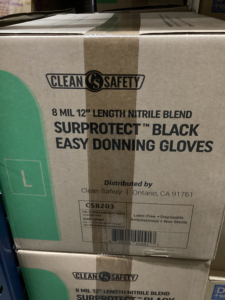 [CS8203] Surprotect Black Easy Donning Gloves L (50 x 10 / Cs)